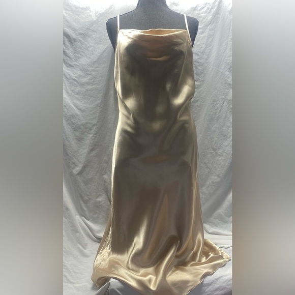 Vtg Bebe Slip Dress Womens M Midi Drape Neckline Satin 90s Grunge Y2K whimsy - Picture 2 of 11